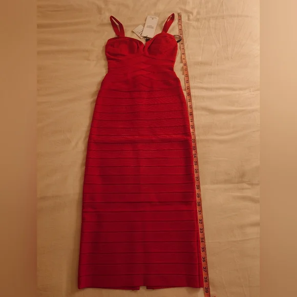 NWT Rio Red HERVE LEGER The MARIA Dress Icon Sculpted Bandage Midi Bodycon XXS - Picture 8 of 15